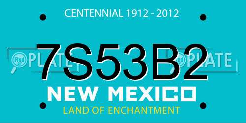 7S53B2 New Mexico License Plate