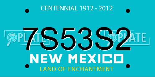 7S53S2 New Mexico License Plate