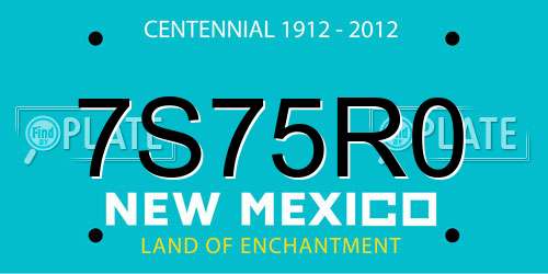 7S75R0 New Mexico License Plate