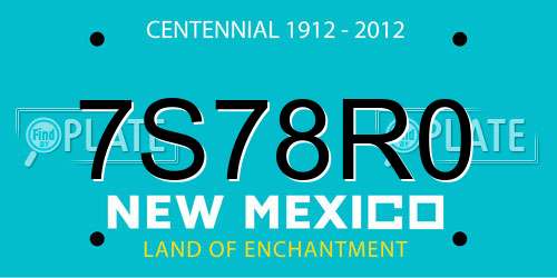 7S78R0 New Mexico License Plate