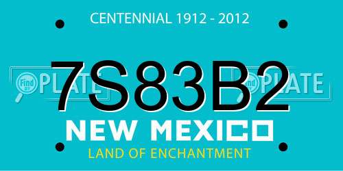 7S83B2 New Mexico License Plate