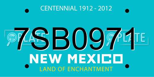 7SB0971 New Mexico License Plate