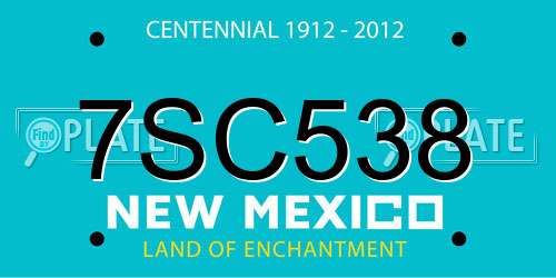 7SC538 New Mexico License Plate
