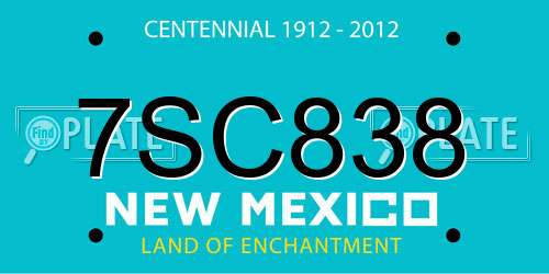 7SC838 New Mexico License Plate