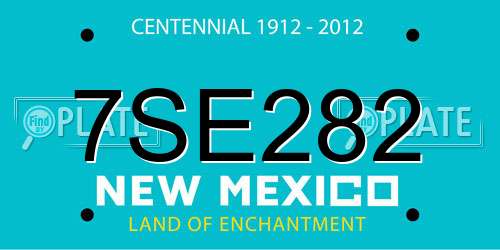 7SE282 New Mexico License Plate