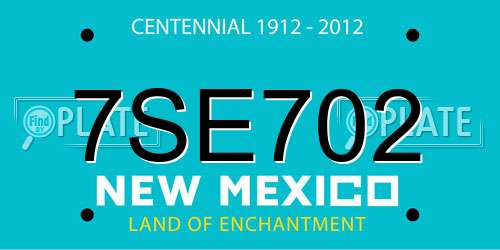 7SE702 New Mexico License Plate