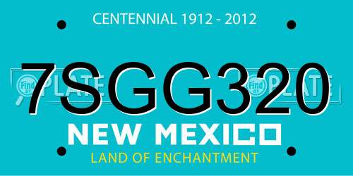 7SGG320 New Mexico License Plate