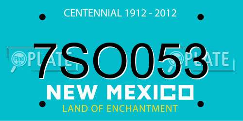 7SO053 New Mexico License Plate