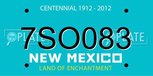 7SO083 New Mexico License Plate