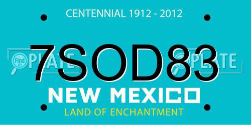 7SOD83 New Mexico License Plate