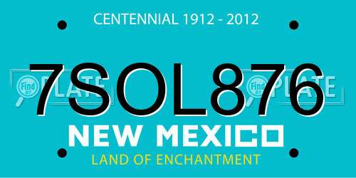 7SOL876 New Mexico License Plate