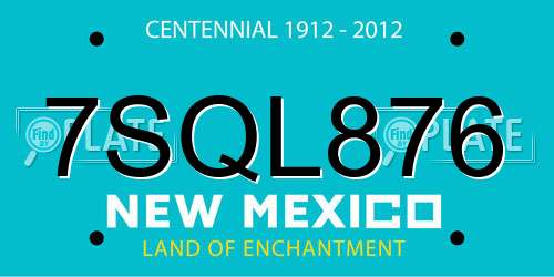 7SQL876 New Mexico License Plate