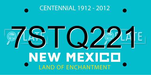 7STQ221 New Mexico License Plate