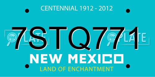 7STQ771 New Mexico License Plate