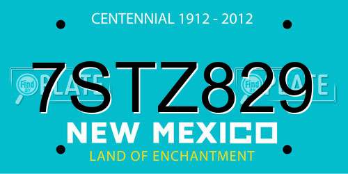 7STZ829 New Mexico License Plate