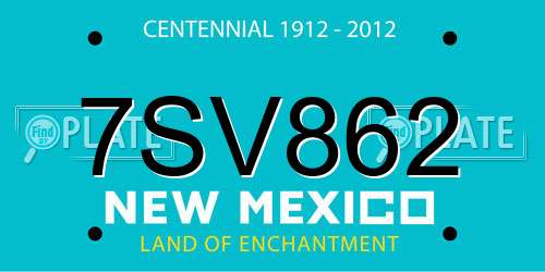 7SV862 New Mexico License Plate