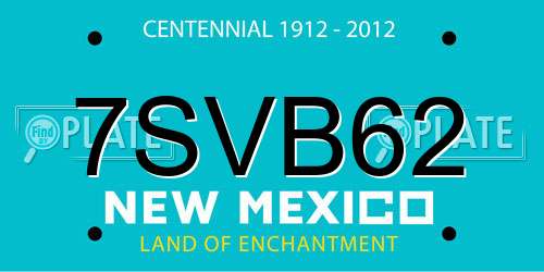 7SVB62 New Mexico License Plate