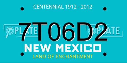 7T06D2 New Mexico License Plate
