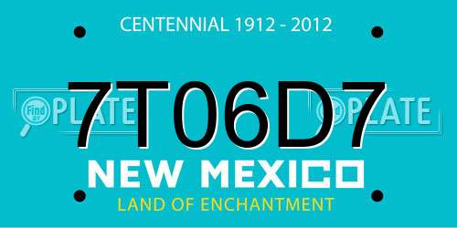 7T06D7 New Mexico License Plate