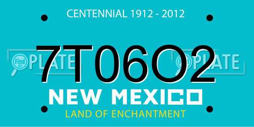 7T06O2 New Mexico License Plate