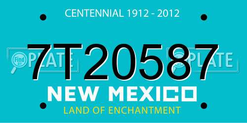 7T20587 New Mexico License Plate