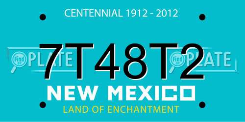7T48T2 New Mexico License Plate