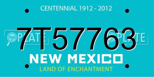 7T57763 New Mexico License Plate