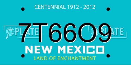 7T66O9 New Mexico License Plate