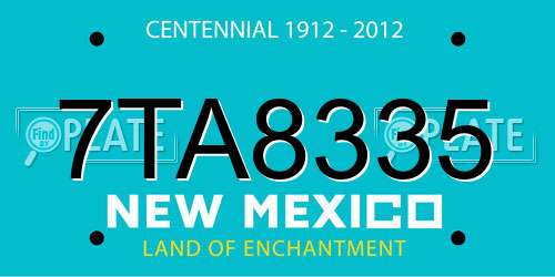 7TA8335 New Mexico License Plate