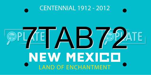 7TAB72 New Mexico License Plate