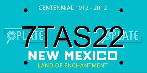 7TAS22 New Mexico License Plate