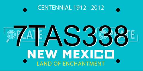 7TAS338 New Mexico License Plate