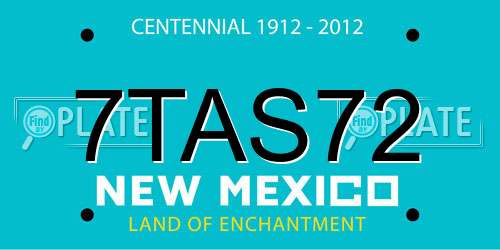 7TAS72 New Mexico License Plate