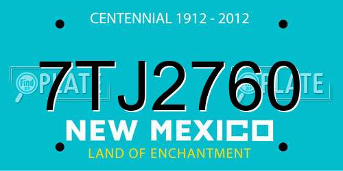 7TJ2760 New Mexico License Plate