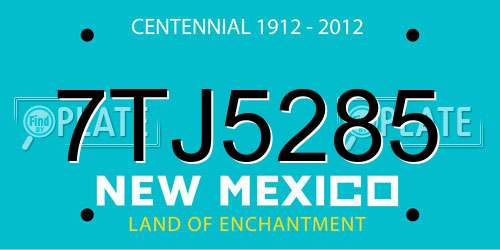 7TJ5285 New Mexico License Plate