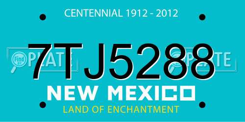 7TJ5288 New Mexico License Plate