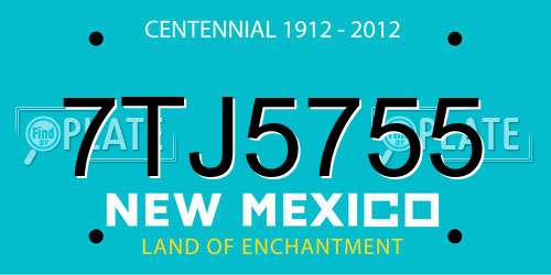 7TJ5755 New Mexico License Plate