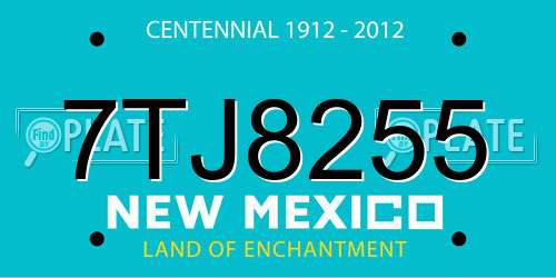 7TJ8255 New Mexico License Plate
