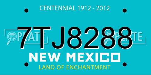 7TJ8288 New Mexico License Plate