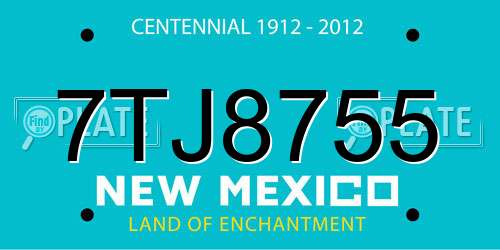 7TJ8755 New Mexico License Plate