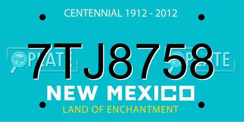 7TJ8758 New Mexico License Plate