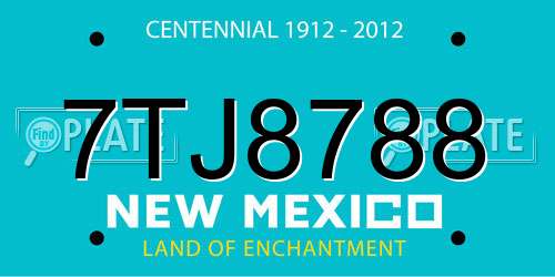 7TJ8788 New Mexico License Plate