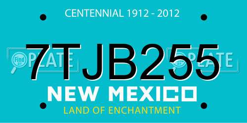 7TJB255 New Mexico License Plate