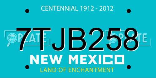 7TJB258 New Mexico License Plate