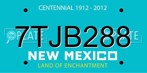 7TJB288 New Mexico License Plate
