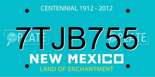 7TJB755 New Mexico License Plate