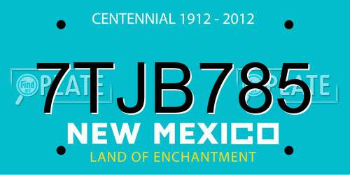 7TJB785 New Mexico License Plate
