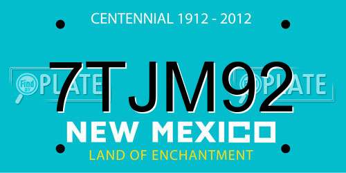 7TJM92 New Mexico License Plate