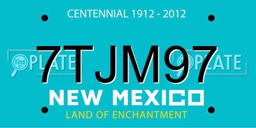7TJM97 New Mexico License Plate