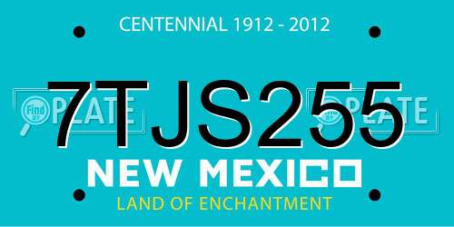 7TJS255 New Mexico License Plate